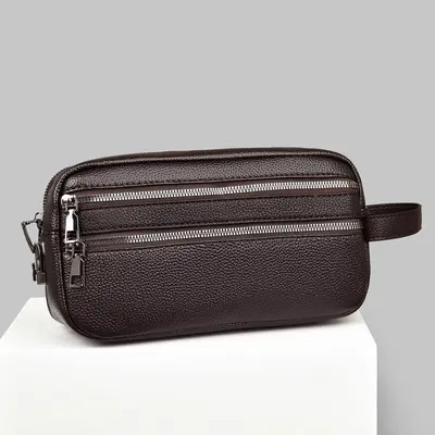 Men's Business Clutch Bag, Minimalist Design, Soft Leather, Large Capacity Phone Wallet