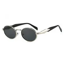 Oval Metal Frame Retro Sunglasses - 5