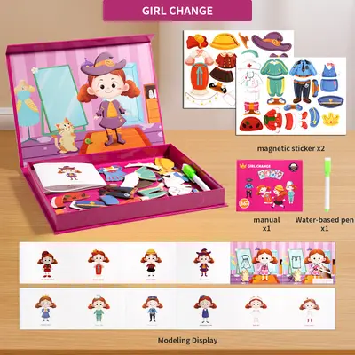 Children's Magnetic Cartoon Scene Puzzle Toy in Gift Box - 9