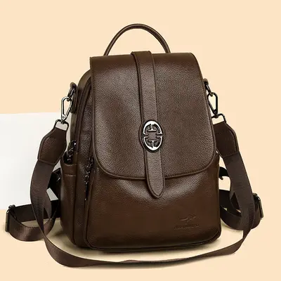 Retro Soft Leather Women's Backpack, Large Capacity - 9