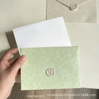 Macaron Color Lamb Leather Pattern Envelope and Greeting Card Set, Holiday Gift - 9