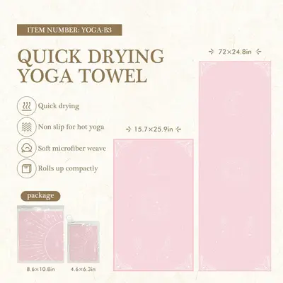 Non-Slip Yoga Mat Towel with Corner Straps, Quick-Dry - 13