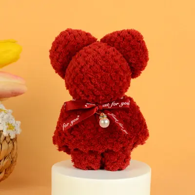 Pineapple checkered towel bear shape wedding gift souvenir full moon first birthday return gift creative gift square towel - 9