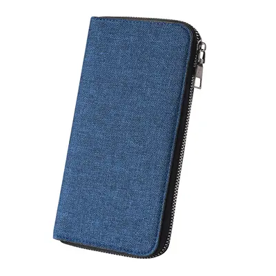 Men's Long Canvas Wallet with Zipper and Multifunctional Phone Compartment - 9
