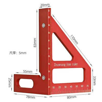 Aluminum Alloy Woodworking Right Angle Square 7 Inch, 90 Degree, Imperial/Metric - 9