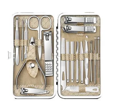 Nail clipper set, stainless steel, 19-piece manicure kit - 9