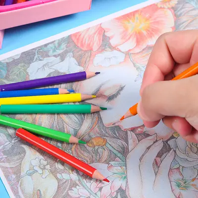 46-Piece Children's Art Set with 4-Layer Box and Colored Pencils - 4