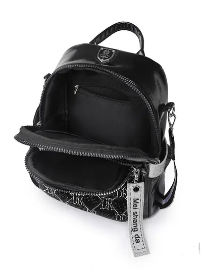 Women's Rhinestone Backpack, Large Capacity Travel Backpack - 5