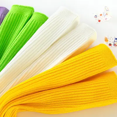 Fluorescent Children's Calf Socks, Double-Needle Stitch, Spring Autumn