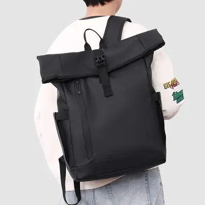 Men's Roll-Top Backpack Outdoor Waterproof Laptop Backpack Commuter Travel Large Capacity College Student Schoolbag Unisex