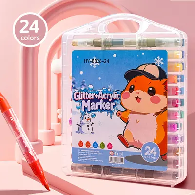 Çift uçlu glitter akrilik marker 48 renk - 9