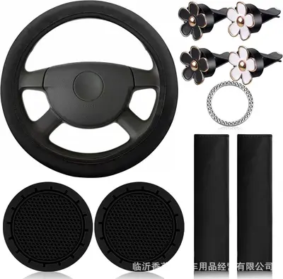 Car Steering Wheel Cover and Accessory Set, 10 Pieces - 7