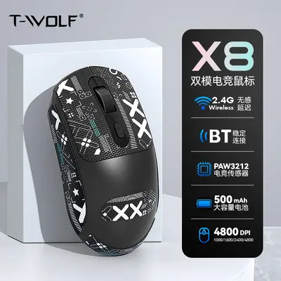 T-WOLF雷狼X8无线蓝牙鼠标双模游戏办公防滑贴纸鼠标狗屁王定制 - 3