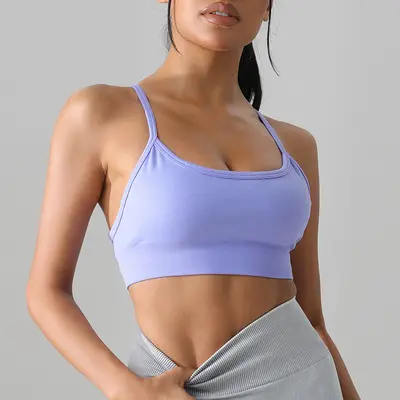 Women's Cross-Back Yoga Tank Top with Bra - 11