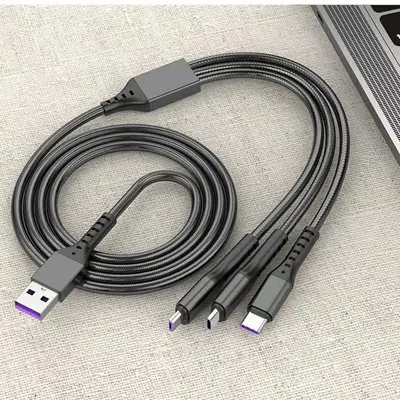 5A braided 3-in-1 fast charging cable