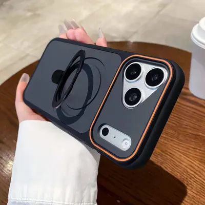 Magnetic Stand Phone Case for iPhone 18 Pro Max, Shockproof, Solid Color - 9