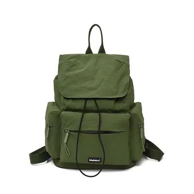 Retro Nylon Women's Drawstring Backpack, Solid Color - 8