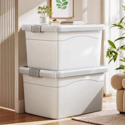 Extra large plastic storage box with wheels