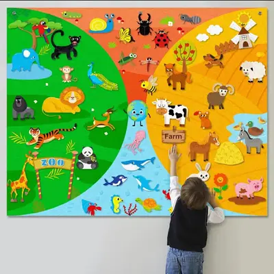 Felt Busy Board, Children's Educational Learning Board for Motor Skills - 4