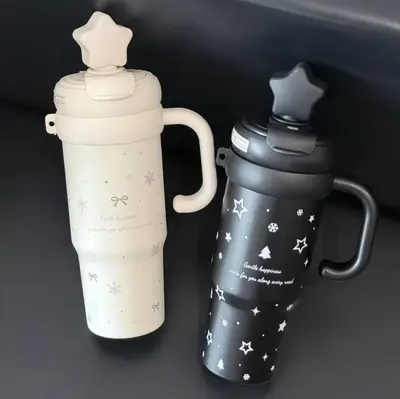 Cross-border 316 Stainless Steel Insulated Tumbler with Handle, Thermal and Cold-Insulating Straw Cup, Outdoor Large Capacity Ice-Proof Water Cup - 3