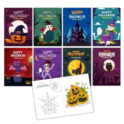 Children's Coloring Book Set, 8 Books, Halloween Theme - 7