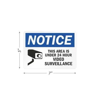 Mavi çerçeveli video gözetim uyarı etiketi CCTV kamerası