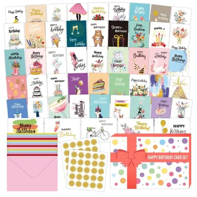 Birthday Card Set, 100 Pieces with DIY Envelopes