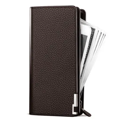 Men's Long Clutch Wallet with Metal-Edge Design, Multi-Card Slots - 7