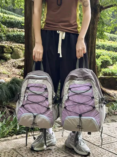Large-Capacity Color-Block Backpack for Hiking and School - 13