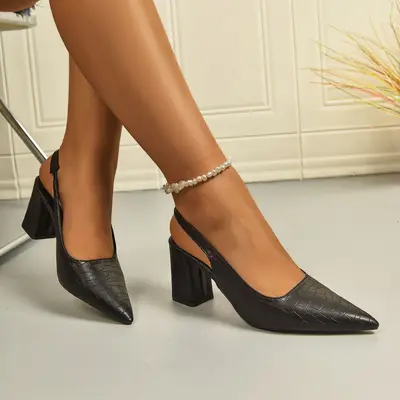 Women's Large Size Pointed-Toe High Heel Retro Baotou Shoes - 9