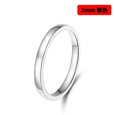 Titan-Stahlring für Damen, europäisch und amerikanisch, grenzüberschreitend, verblasst nicht, glänzend, einfacher flacher Ring, 2 4 6mm Edelstahl-Nischenring - 7