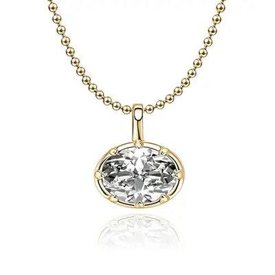 S925 gümüş kolye, oval 2 karat moissanit taşlı - 8
