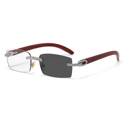 Wood Grain Frame Men's Sunglasses, Color-Changing Lenses - 7