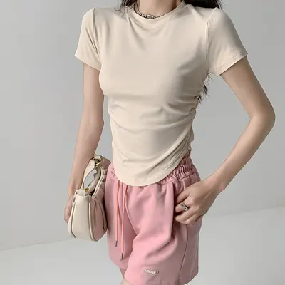 Damen Rundhals-T-Shirt Kurzarm, Slim Fit, Sommer - 10