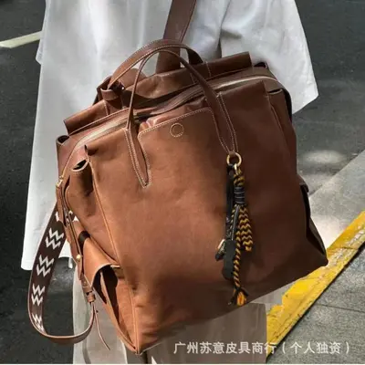 Vegetable-Tanned Leather Backpack with 14-Inch Laptop Compartment - 5