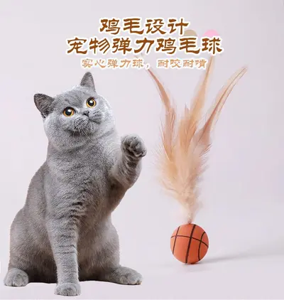Feather Bouncing Ball Cat Toy, Interactive, Self-Play for Kittens - 7
