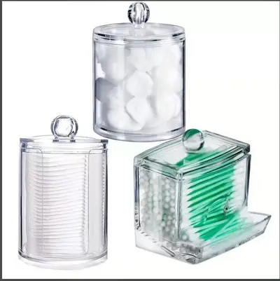 Rectangular cotton swab box with lid, storage set - 11