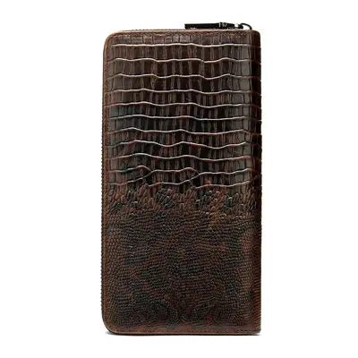 Crocodile Pattern Men's Genuine Leather Clutch Wallet with RFID Protection - 6