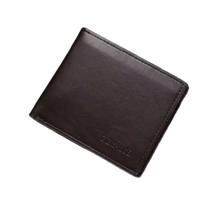 Genuine Soft Leather Men's Short Wallet with Coin Pocket - 6