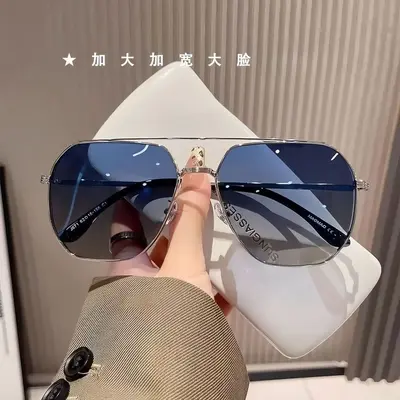 Square Double-Bridge Metal Polarized Sunglasses, Retro Style - 1