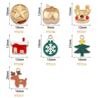 Christmas Alloy Drip Oil Pendant Charm Collection, Santa, Star, Snowman