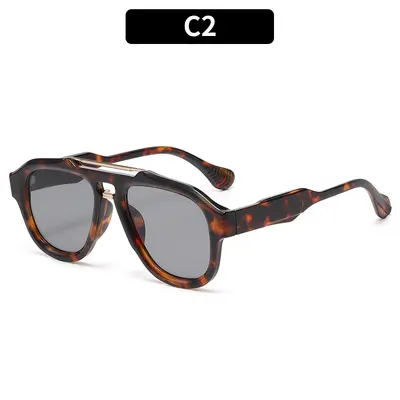 Double-Bridge Aviator Sunglasses, Unisex, UV Protection - 7