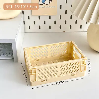 Tengyi Mini Katlanır Plastik Saklama Kutusu Öğrenci Masaüstü Organizatör Bant Kırtasiye Katlanır Sepet Depolama Sepeti - 8
