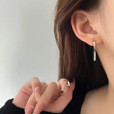 S925 Silver Rod Earrings Women Summer Simple