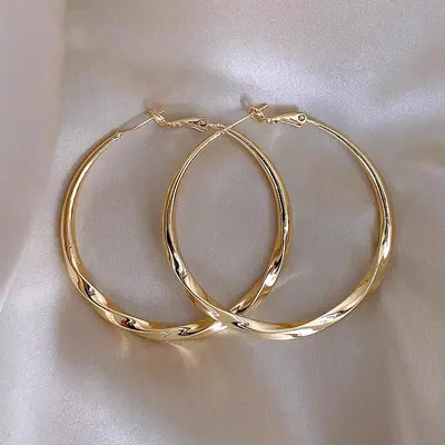 Large flat ring earrings - 1