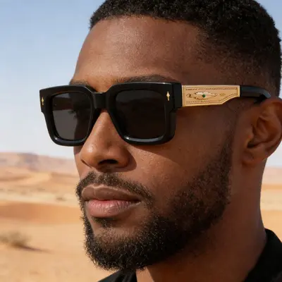 Retro Square Frame Men's Sunglasses with Outdoor Sun Protection - 3