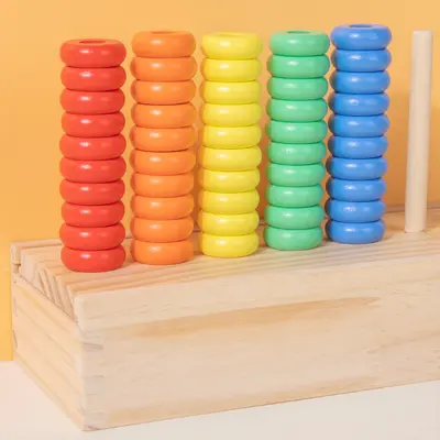 Children's Colorful Ring Toss Game, Color Recognition and Matching - 4