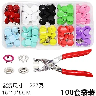 Baby Onesie Snap Buttons, Five-Claw, 200 Sets in 10 Colors with Tool - 10