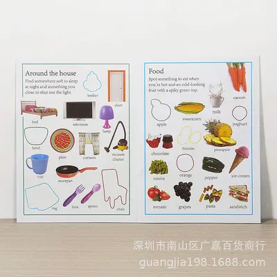 英文启蒙认知贴纸书幼儿园宝宝书籍3-6-8岁早教儿童益智厂家批发
