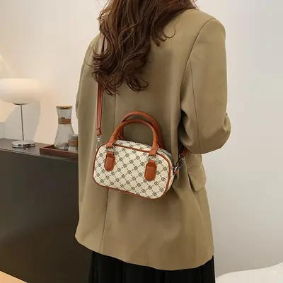 Retro Women's Small Square Bag with Textured Finish - 2